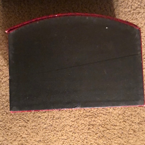 Vintage Jewelry/Music Box 3 Tier Drawers & Mirror Crocodile Pattern Red - Picture 16 of 16